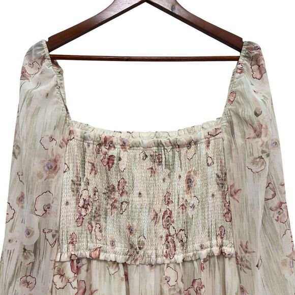 Wilfred Tempest Floral Square Neck Smocked Bodice Mini Dress Women’s Size M - Picture 5 of 11